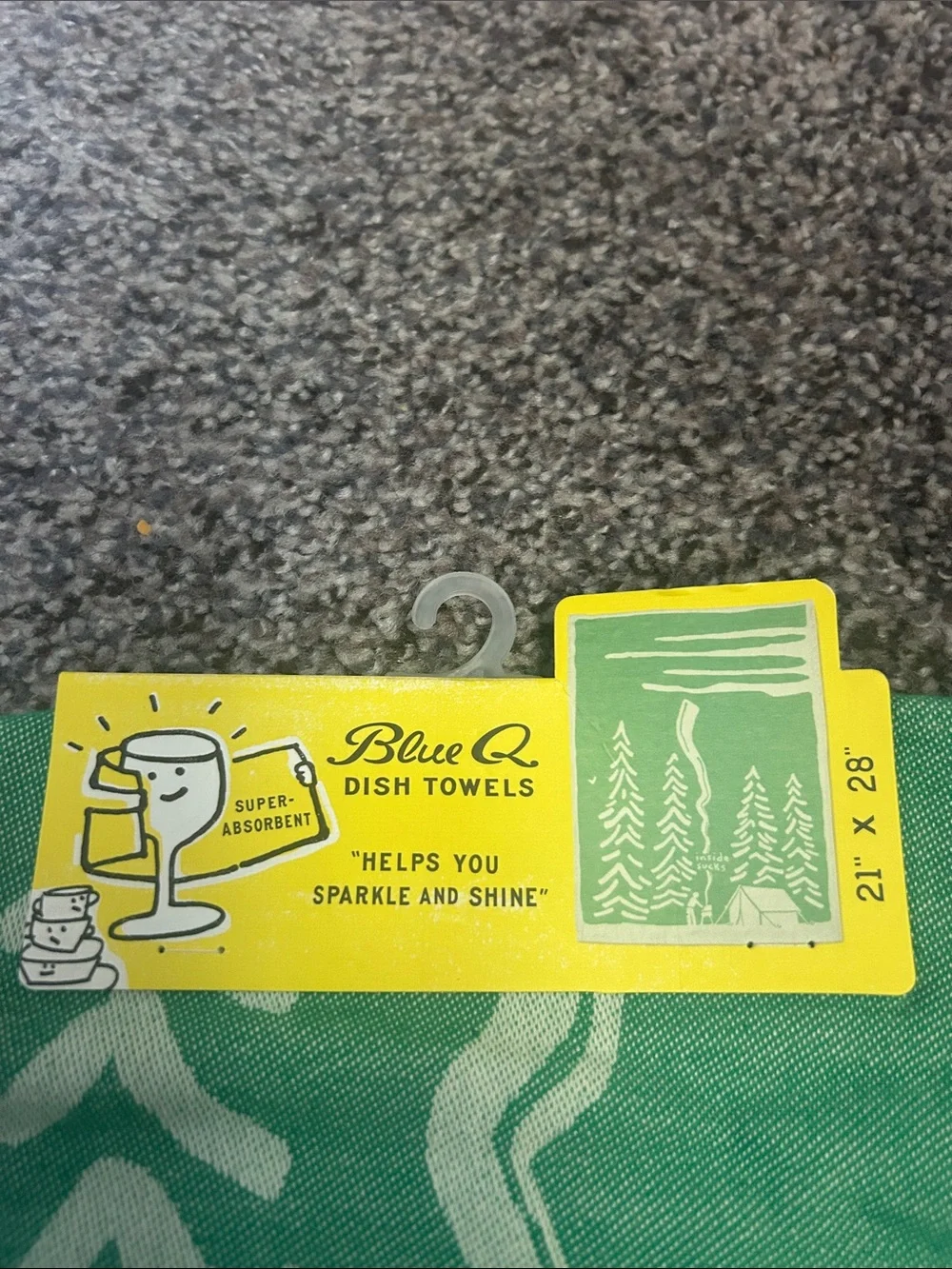 Blue Q Green & Cream 'Inside Sucks' Camping Dish Towel